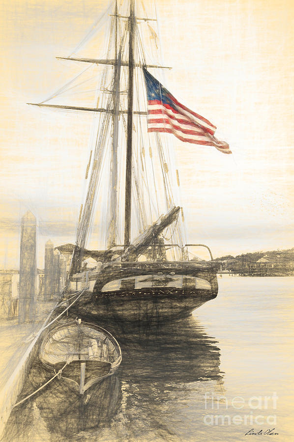 American Flag Drawing Digital Art by Linda Olsen