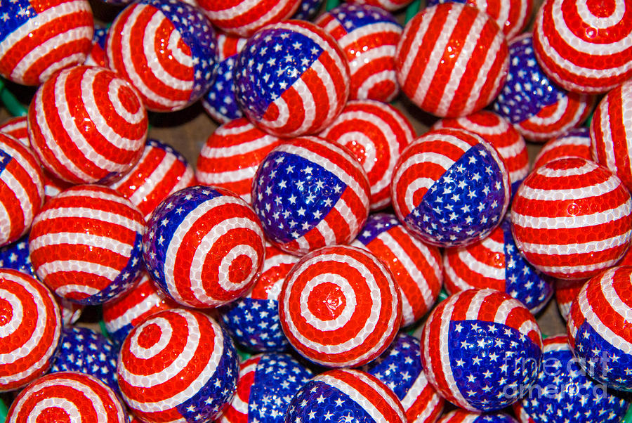 American Flag Golfballs Photograph by Anthony Totah