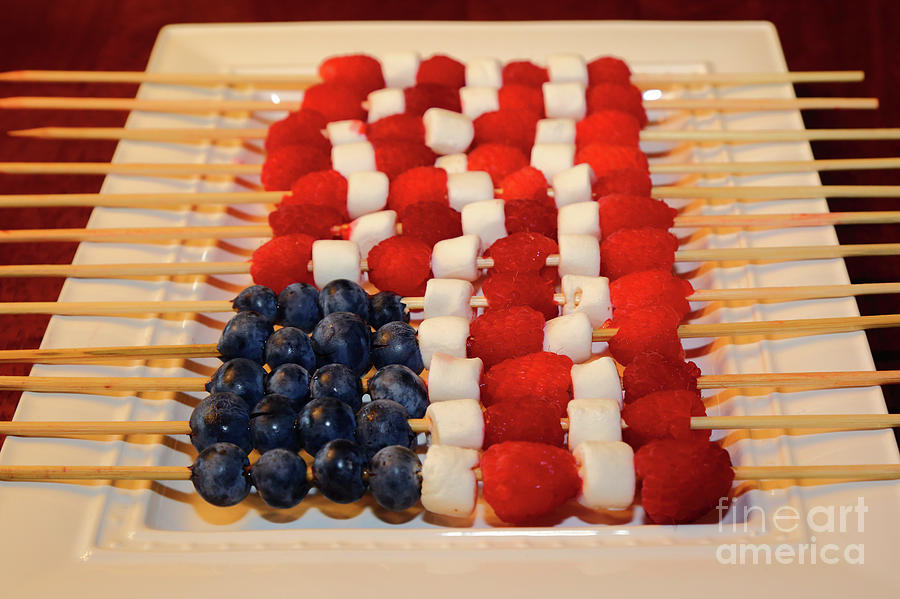 American Flag in Blueberries and Raspberries Photograph by James Brunker