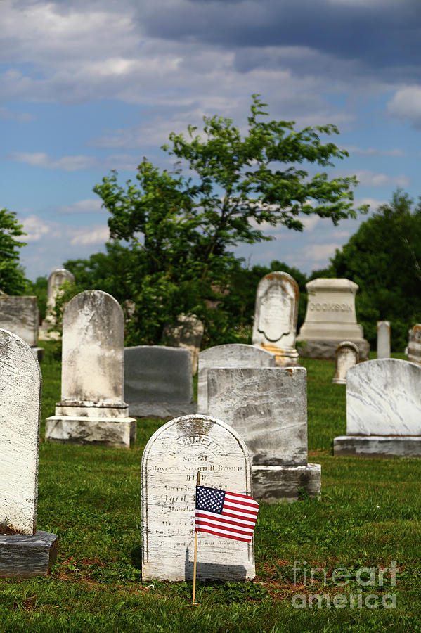 American Flag in Historic Uniontown Cemetery Maryland Photograph by James Brunker