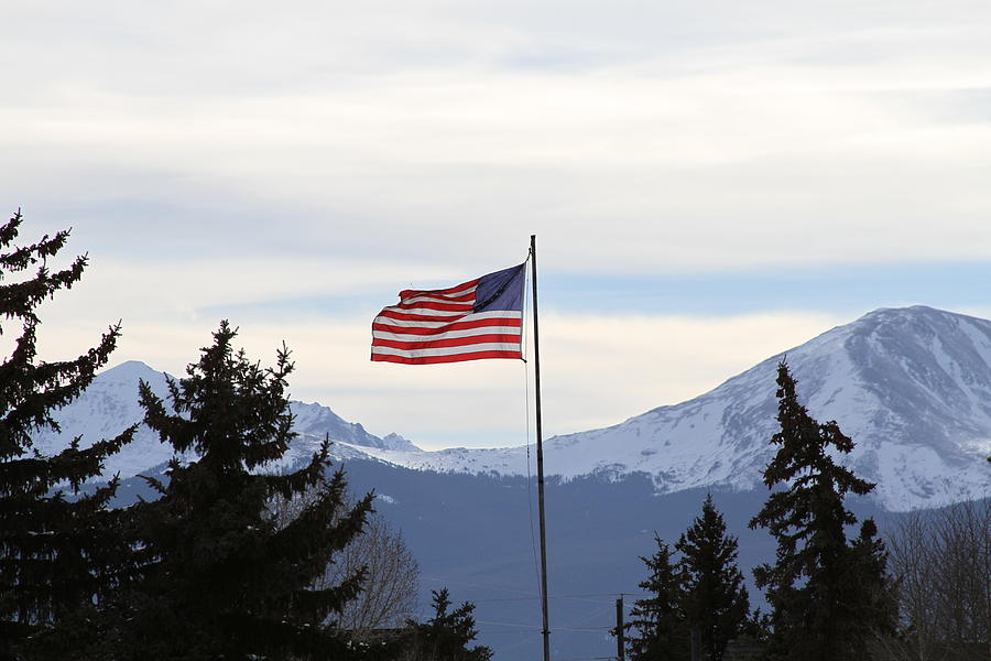 American Flag Photograph - American Flag in the Mountains by Heather Ormsby...