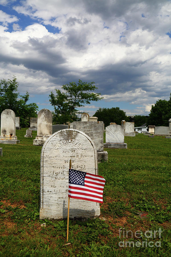 American Flag in Uniontown Cemetery Maryland Photograph by James Brunker