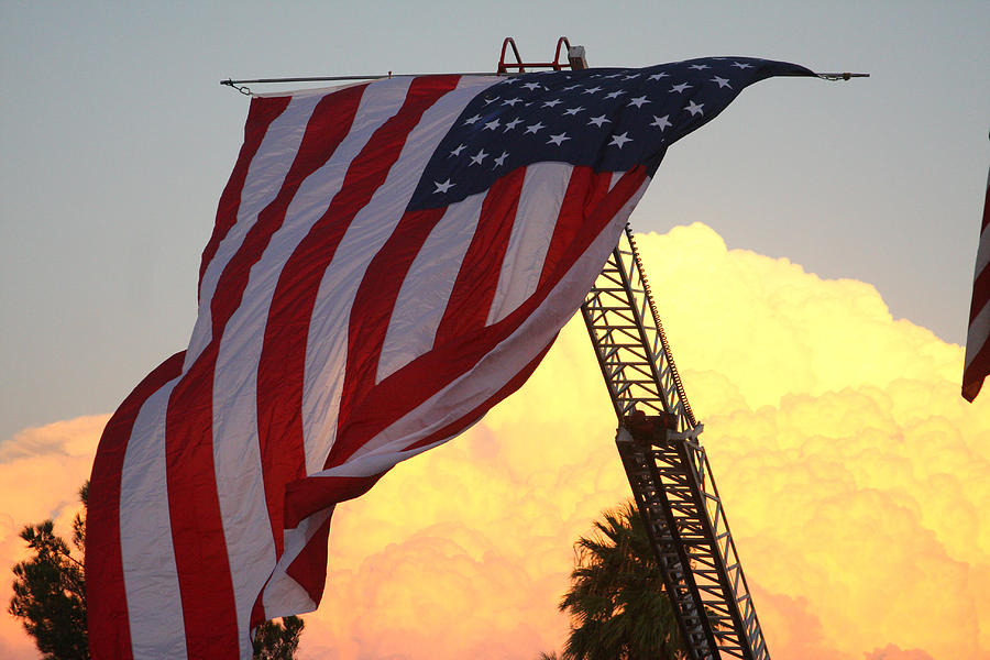 Sunset Photograph - American Flag by Jack Barnwell