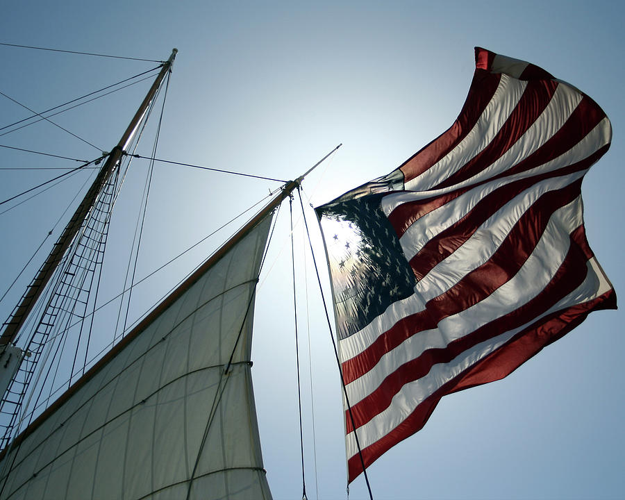 American Flag on a Sailing Ship Photograph by Derrick Neill - Fine Art ...