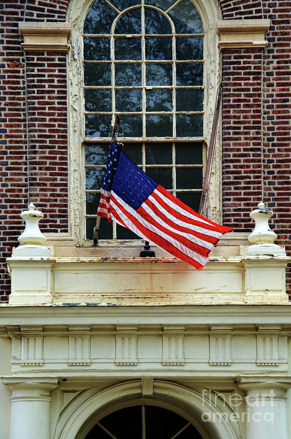 American Flag on an Old Building Photograph by Jill Battaglia