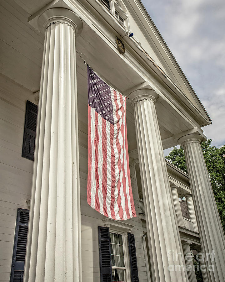 American Flag On Period House Photograph by Edward Fielding