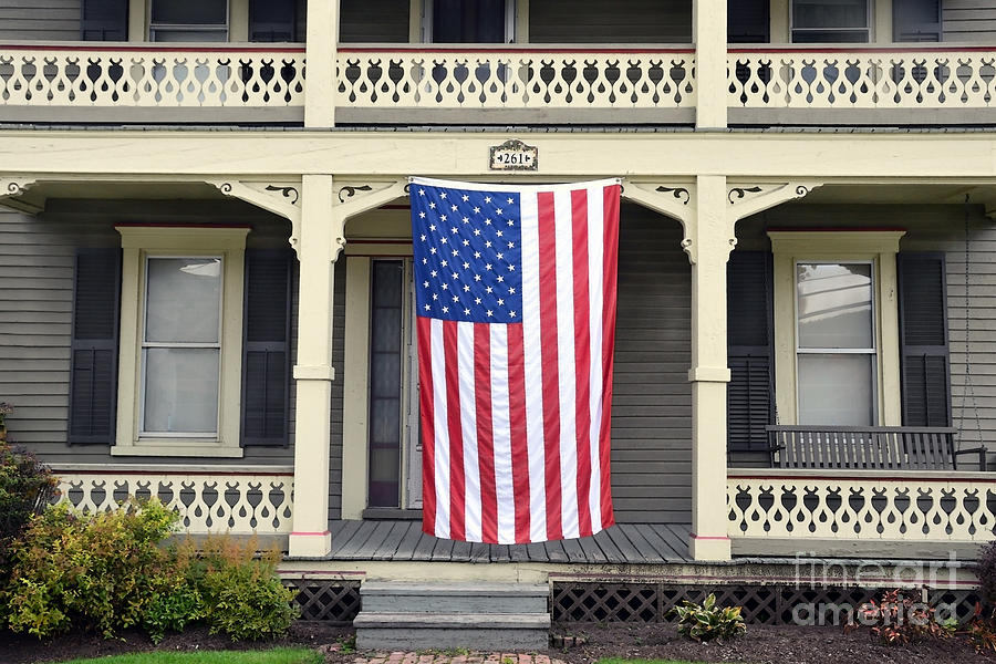 American Flag on Vermont Porch Photograph by Catherine Sherman