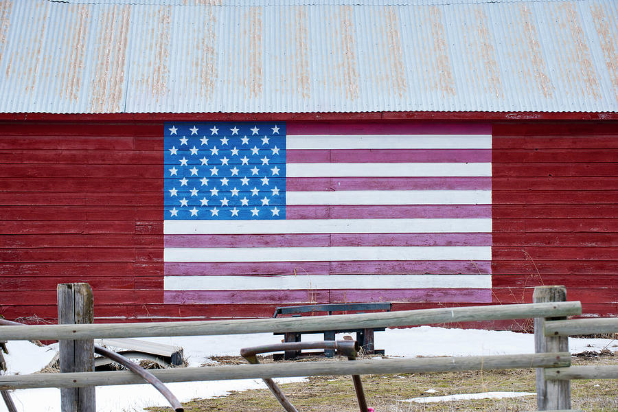 American Flag Painted On Barn Photograph By Stephen Simpson