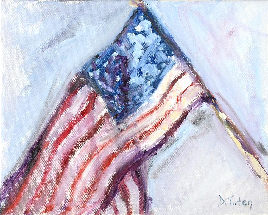 American Flag Painting Painting by Donna Tuten