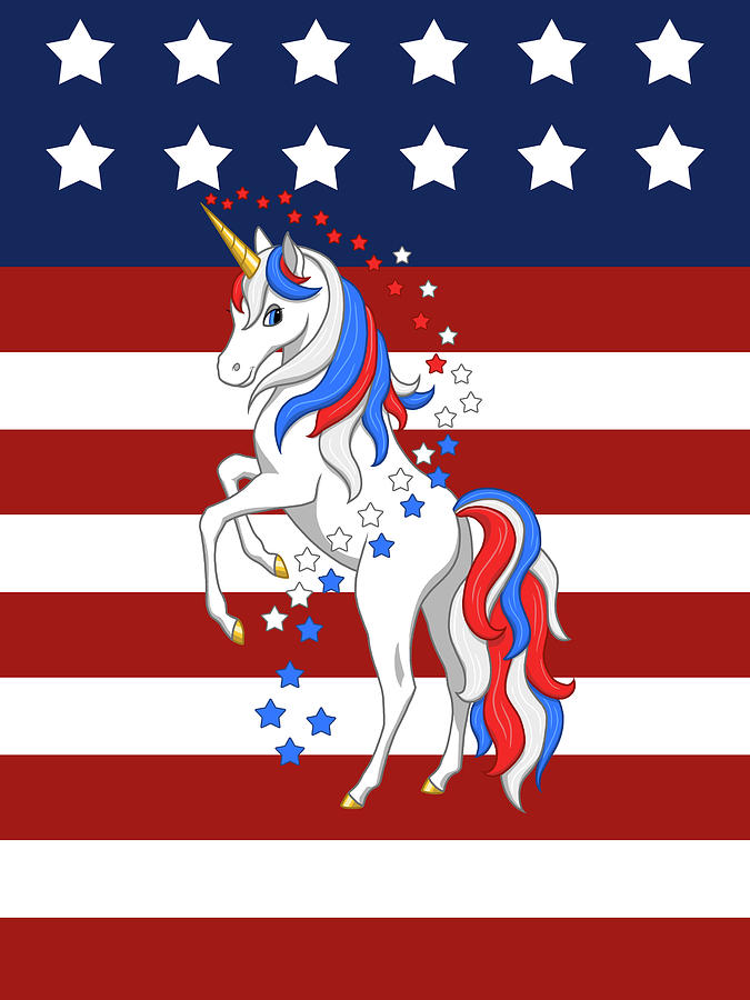 American Flag Patriotic Unicorn Digital Art by Crista Forest