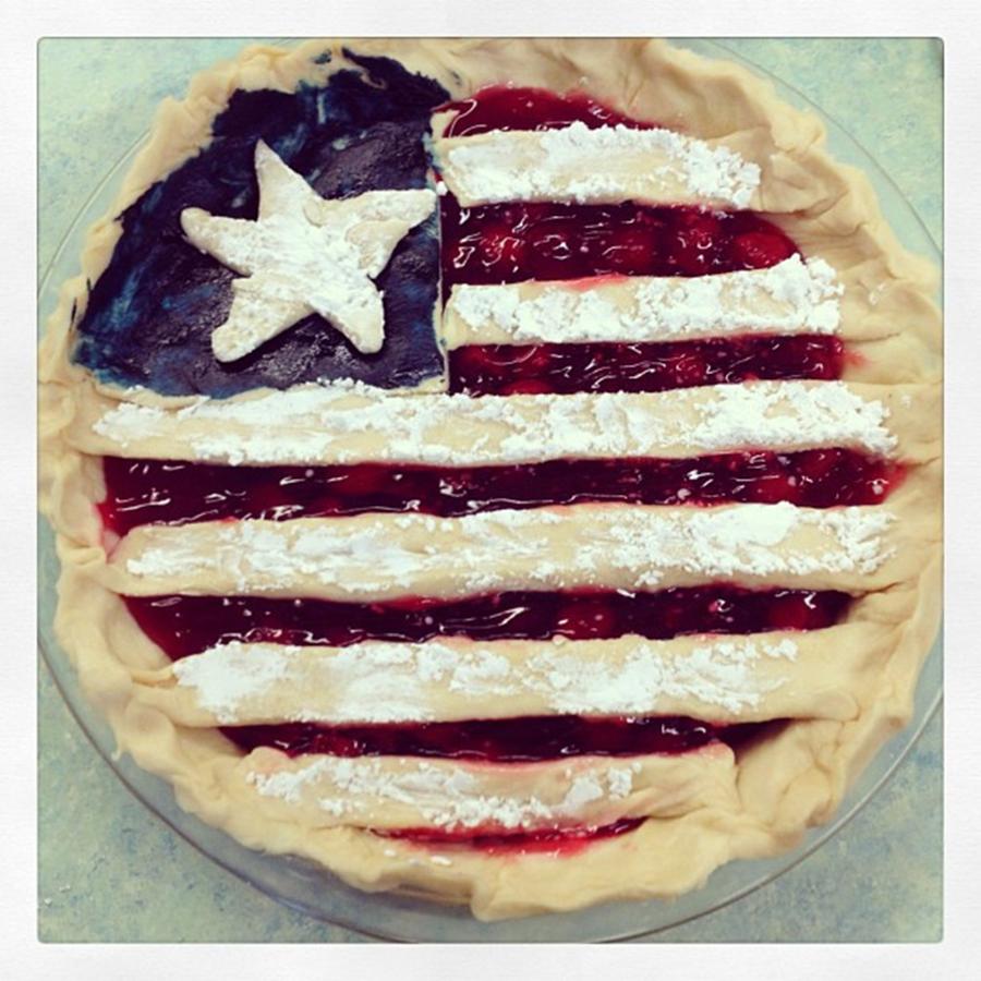 Cherry Photograph - American Flag Pie! #cherry #yummyyummy by Regan Smith