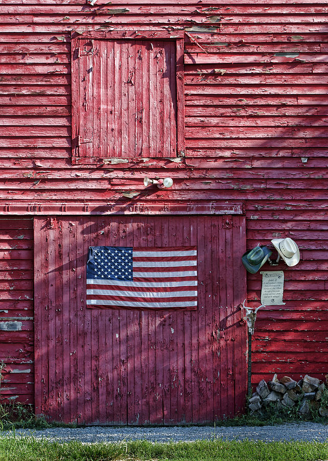 American Flag - Red Barn - Nebraska Photograph by Nikolyn McDonald
