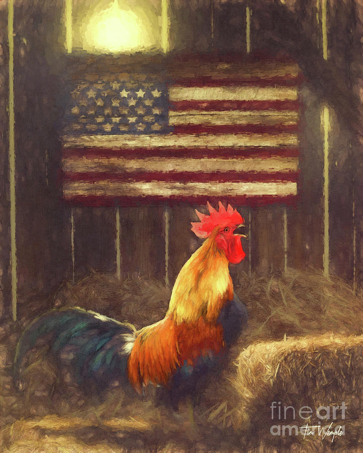 American Flag Rooster Digital Art by Tim Wemple