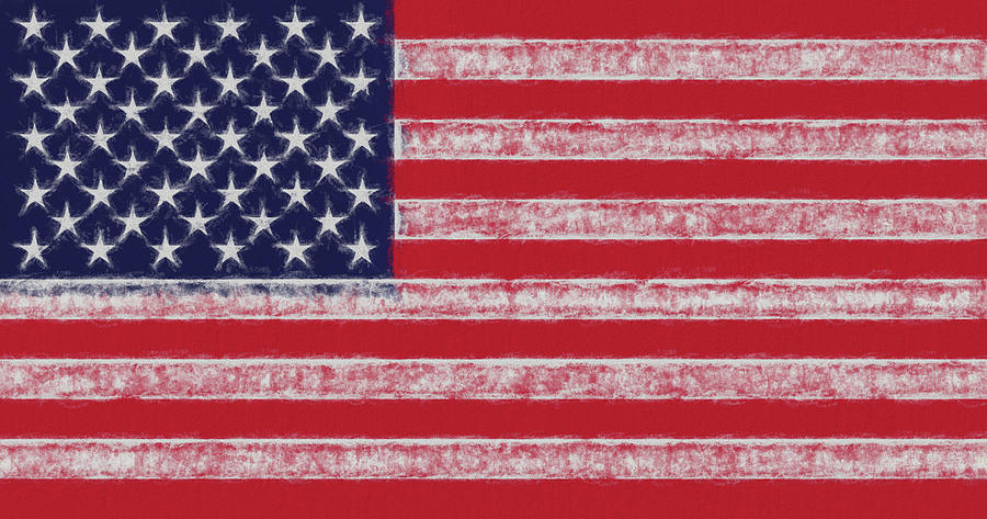 American Flag Smudged Digital Art by Roy Pedersen