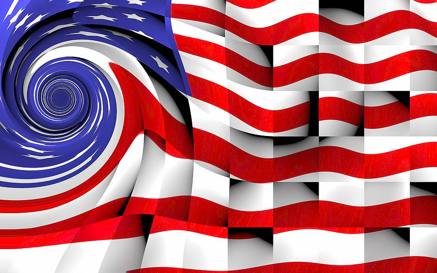 American Flag Swirls 1 Digital Art by Yury Malkov