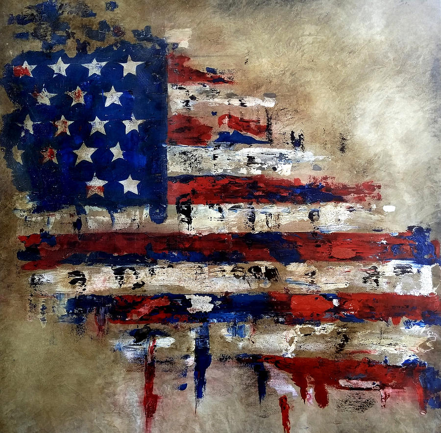American Flag Painting by Tom Fedro - Fidostudio