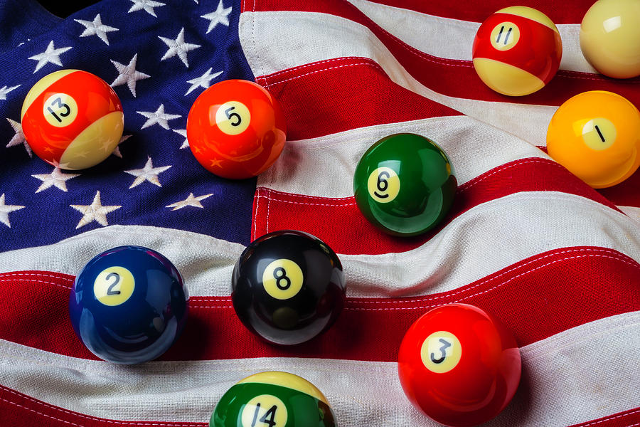 Ball Photograph - American Flag With Game Pool Balls by Garry Gay