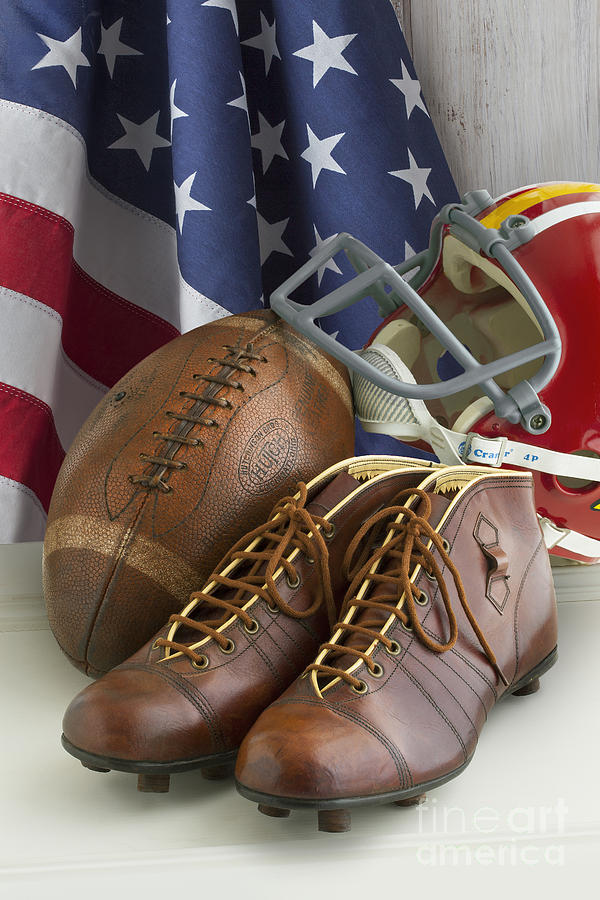 Boot Photograph - American Football and Flag SL229 by MGL Meiklejohn Graphics Licensing