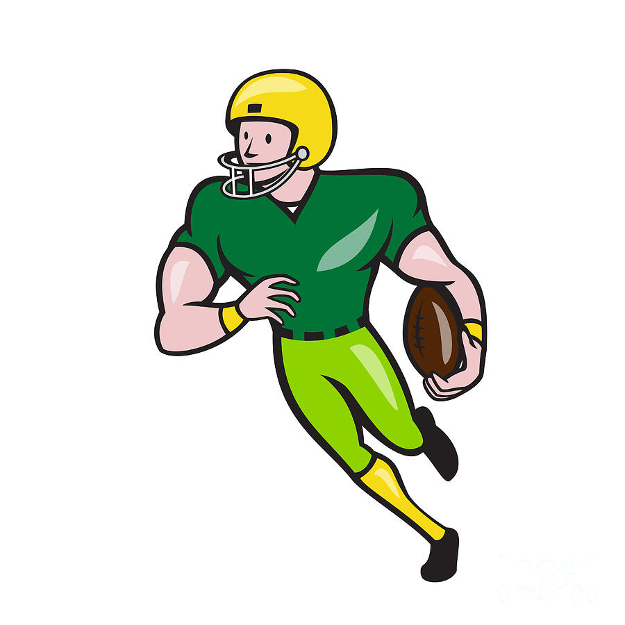 American Football Receiver Running Isolated Cartoon Digital Art by Aloysius  Patrimonio - Pixels
