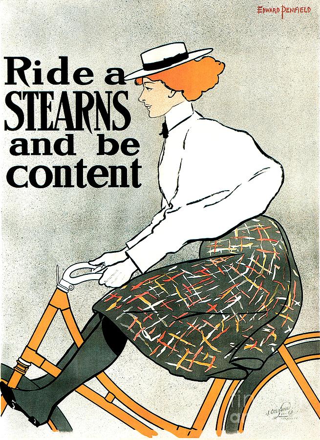 American Golden Age ladies bicycle advertising Digital Art by Heidi De Leeuw
