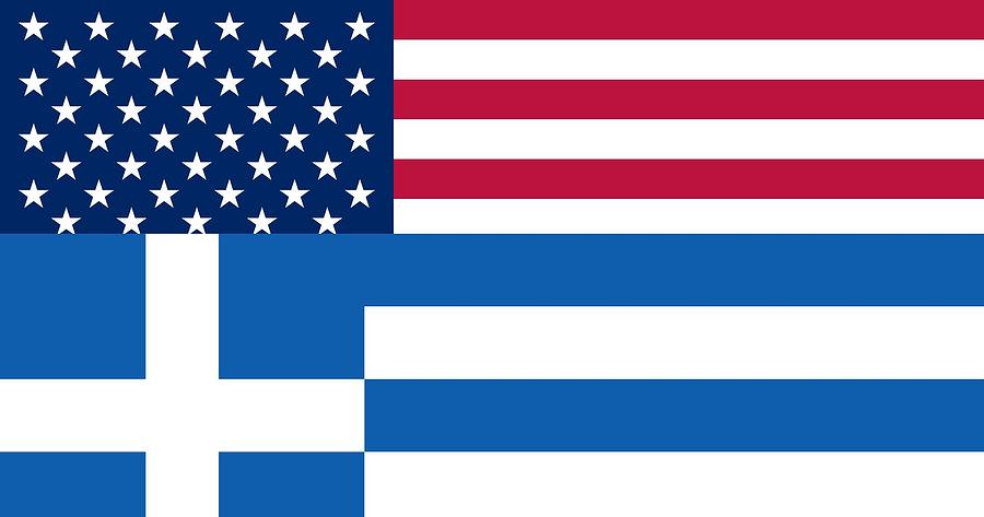 American Greek Flag Painting by Celestial Images