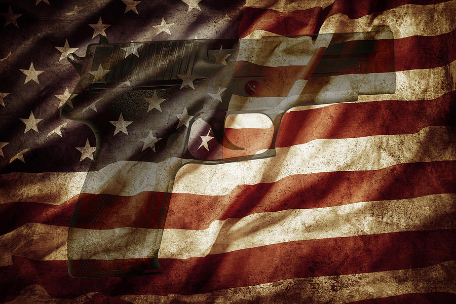 Flag Photograph - American handgun by Les Cunliffe