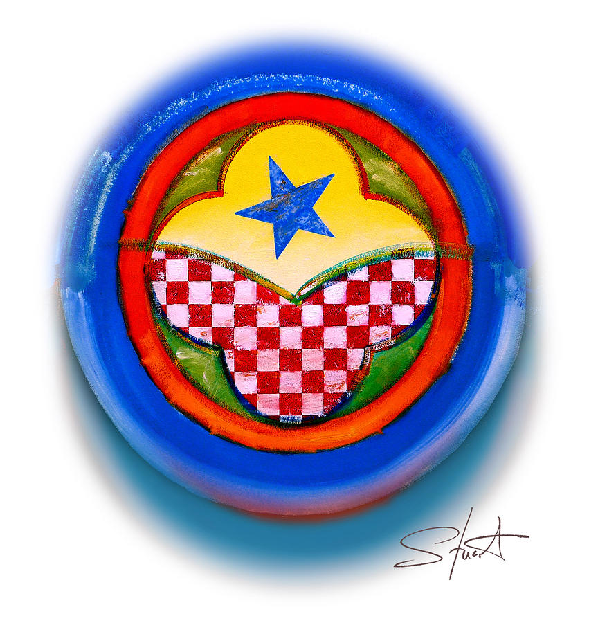 American happiness Button Painting by Charles Stuart