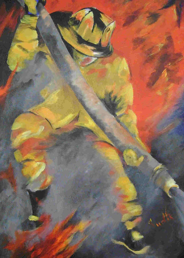 Fire Painting - American Hero II by Barbara Sudik