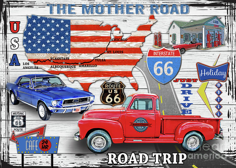 American Highways-Route 66 Digital Art by Jean Plout