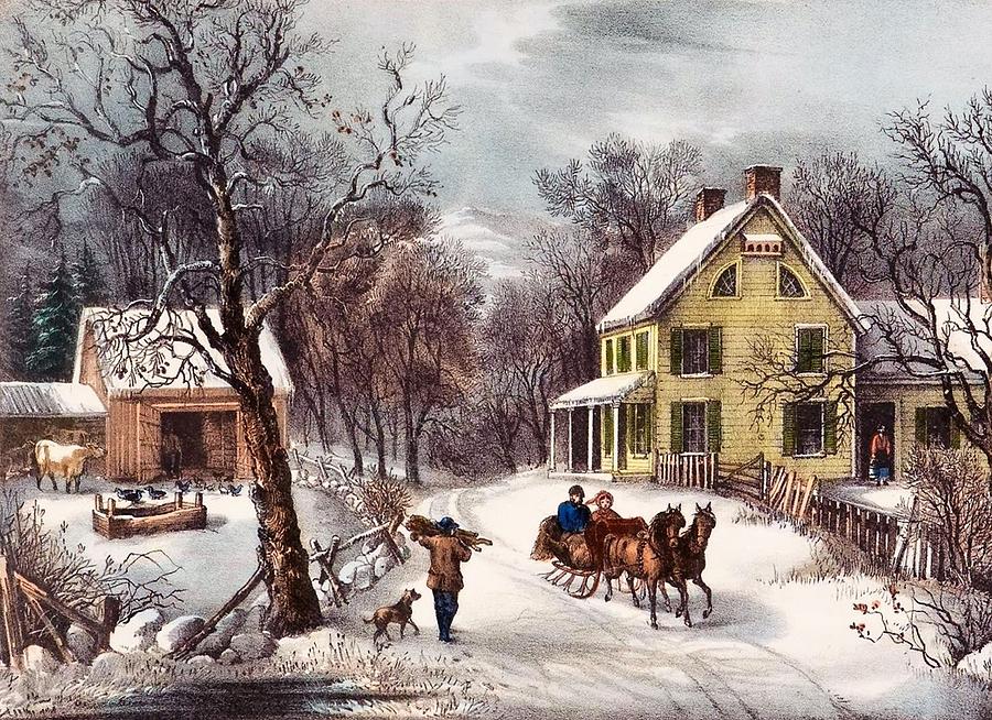 American Homestead Painting by Currier and Ives