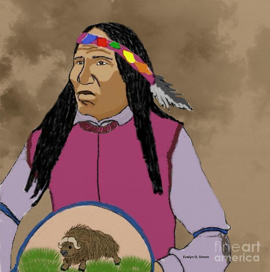 Native American Digital Art - American Indian chief by Evelyn O Simon