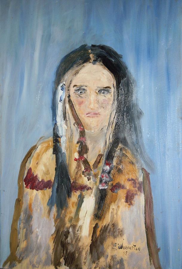 American Indian Girl Painting by Edward Wolverton
