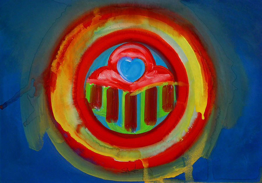 American Love Button Painting by Charles Stuart