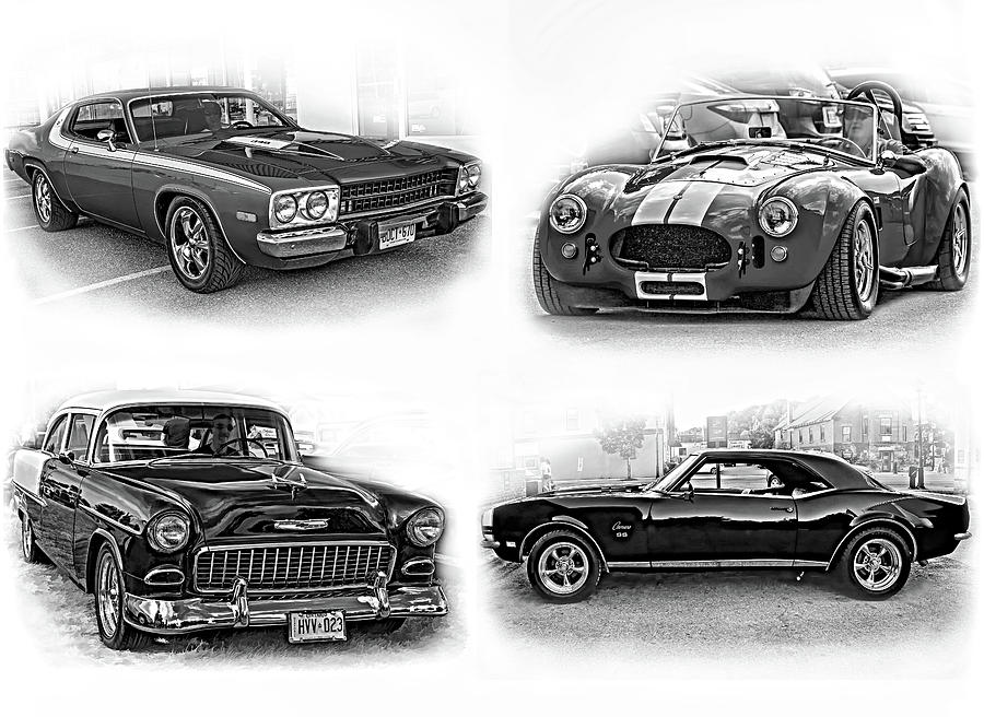 American Muscle Collage bw Photograph by Steve Harrington
