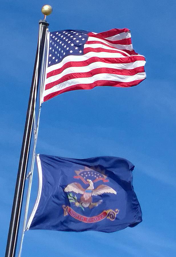 American North Dakota Flags Photograph by Delynn Addams