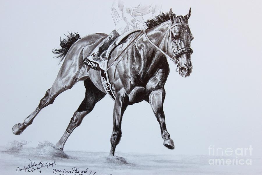 Horse Drawing - American Pharoah by Carolyn Valcourt