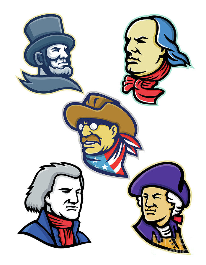 American Presidents And Statesman Mascot Collection Digital Art