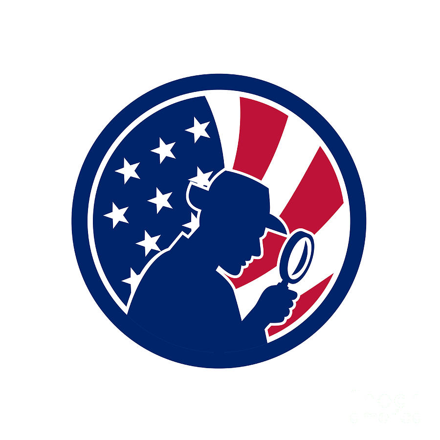 American Private Investigator Usa Flag Icon Digital Art By