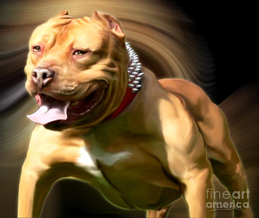 Dog Painting - American Red Bully PitBull by Spano by Michael Spano