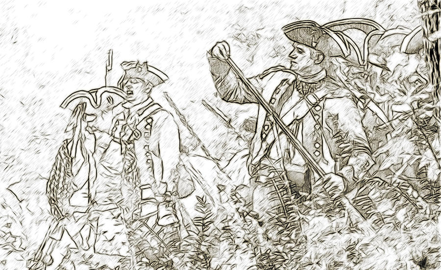 American Revolution Battle Sketch Digital Art by Randy Steele Fine