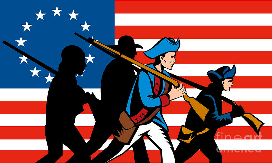 American revolutionary soldier marching Digital Art by Aloysius