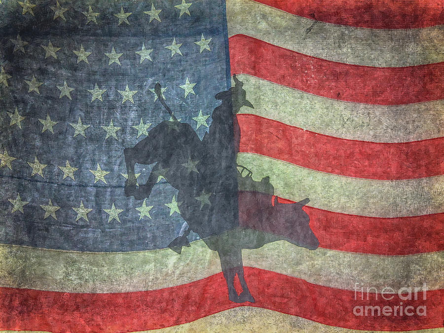 American Rodeo Bull Riding Digital Art by Randy Steele