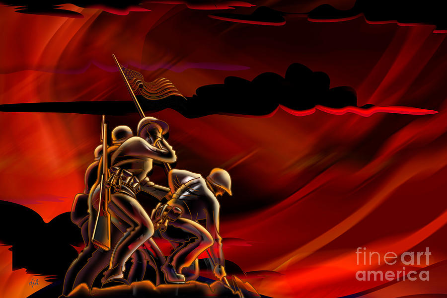 Abstract Digital Art - American Soldiers by Peter Awax