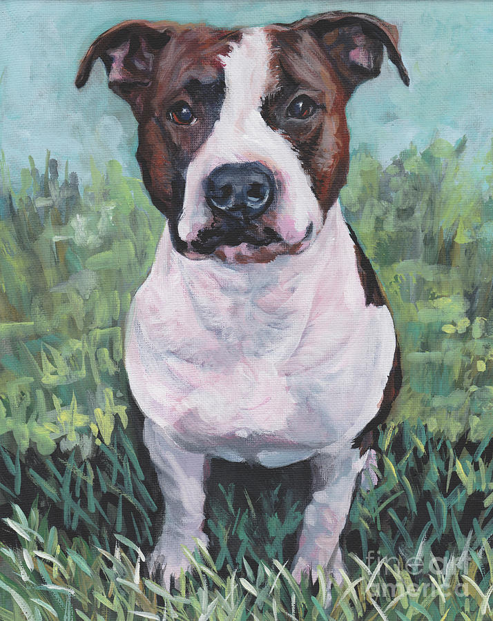 American Staffordshire Terrier Painting by Lee Ann Shepard