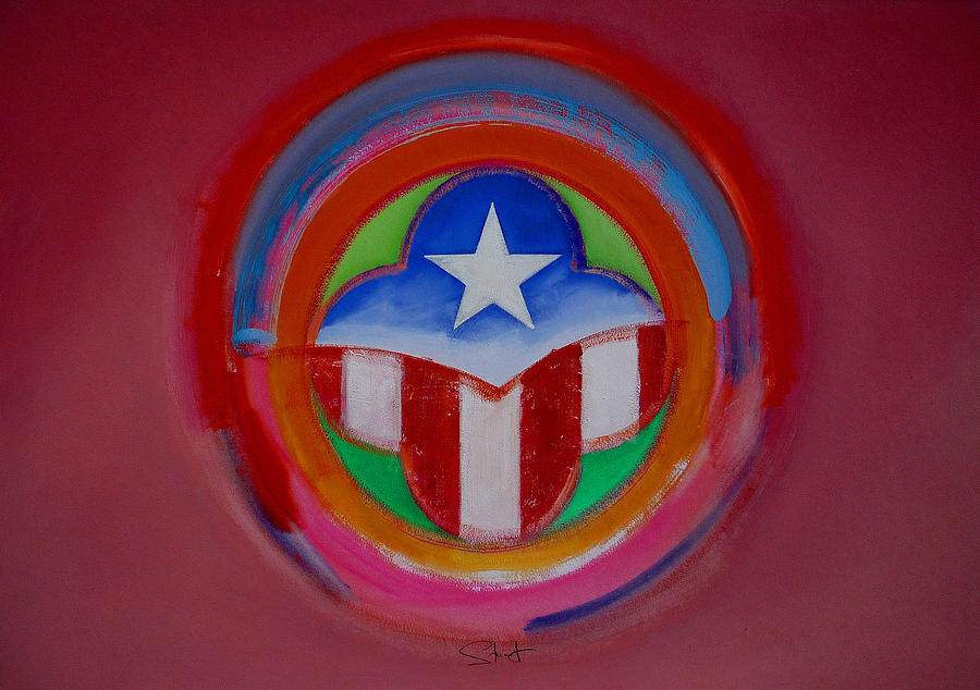 American Star Button Painting by Charles Stuart