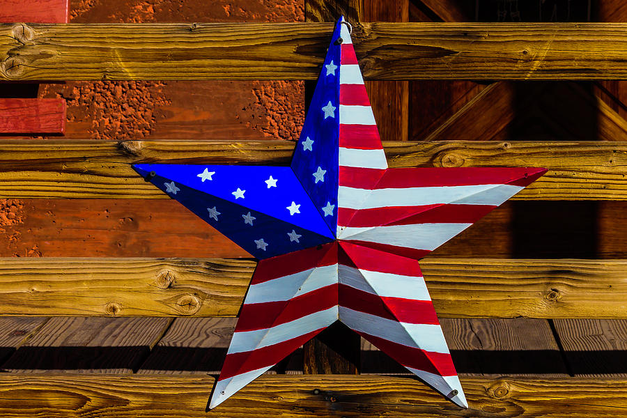 American Star On Wooden Fence Photograph by Garry Gay