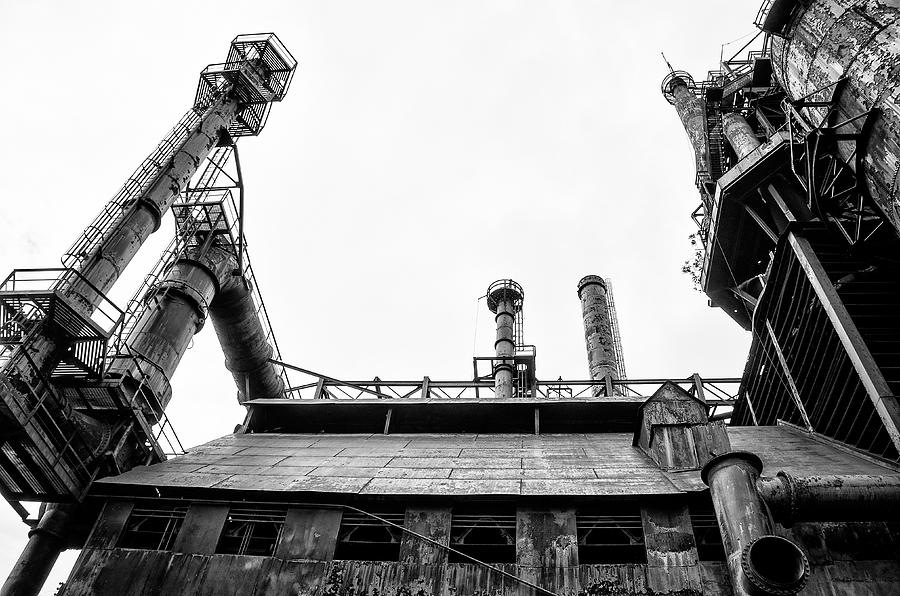 American Steel - Bethlehem Steel Mill in Black and White Photograph by Bill Cannon