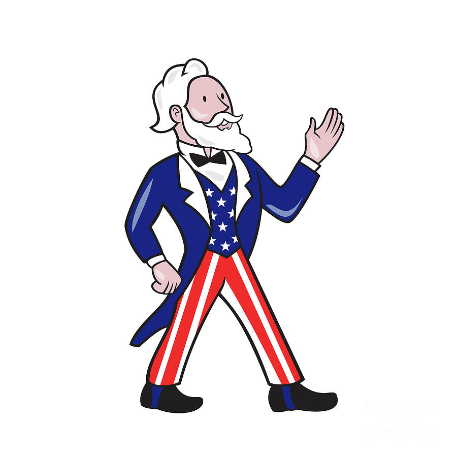American Uncle Sam Waving Hand Cartoon Digital Art by Aloysius Patrimonio -  Pixels