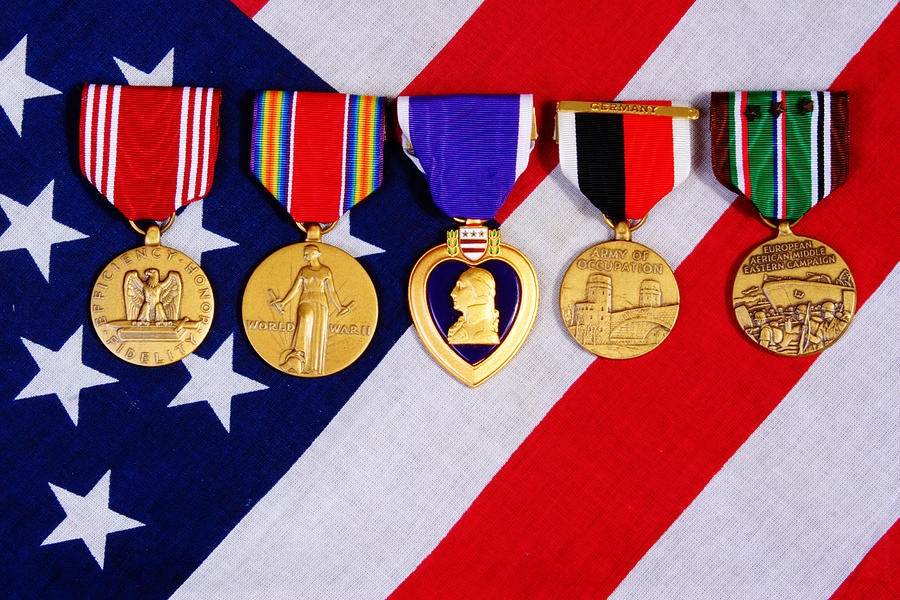 American War Medals of a flag background Photograph by James BO Insogna