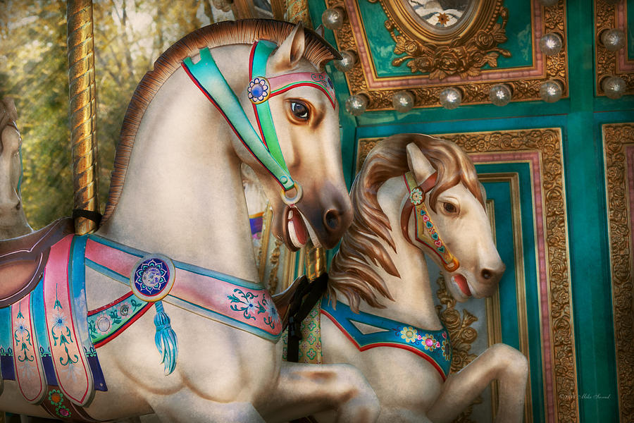 Horse Photograph - Americana - Carousel beauties by Mike Savad